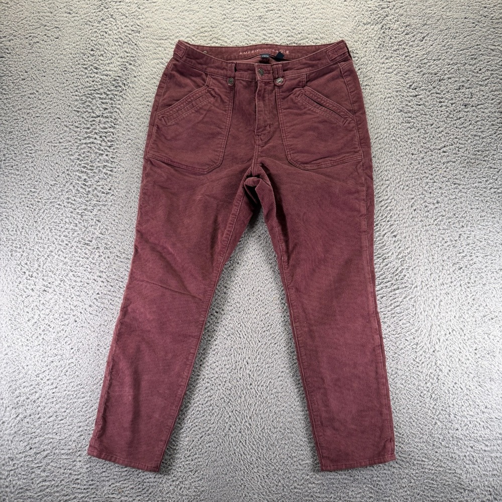American Eagle Outfitters Pant Women 12 Red Cotton Corduroy Chino Skinny Classic